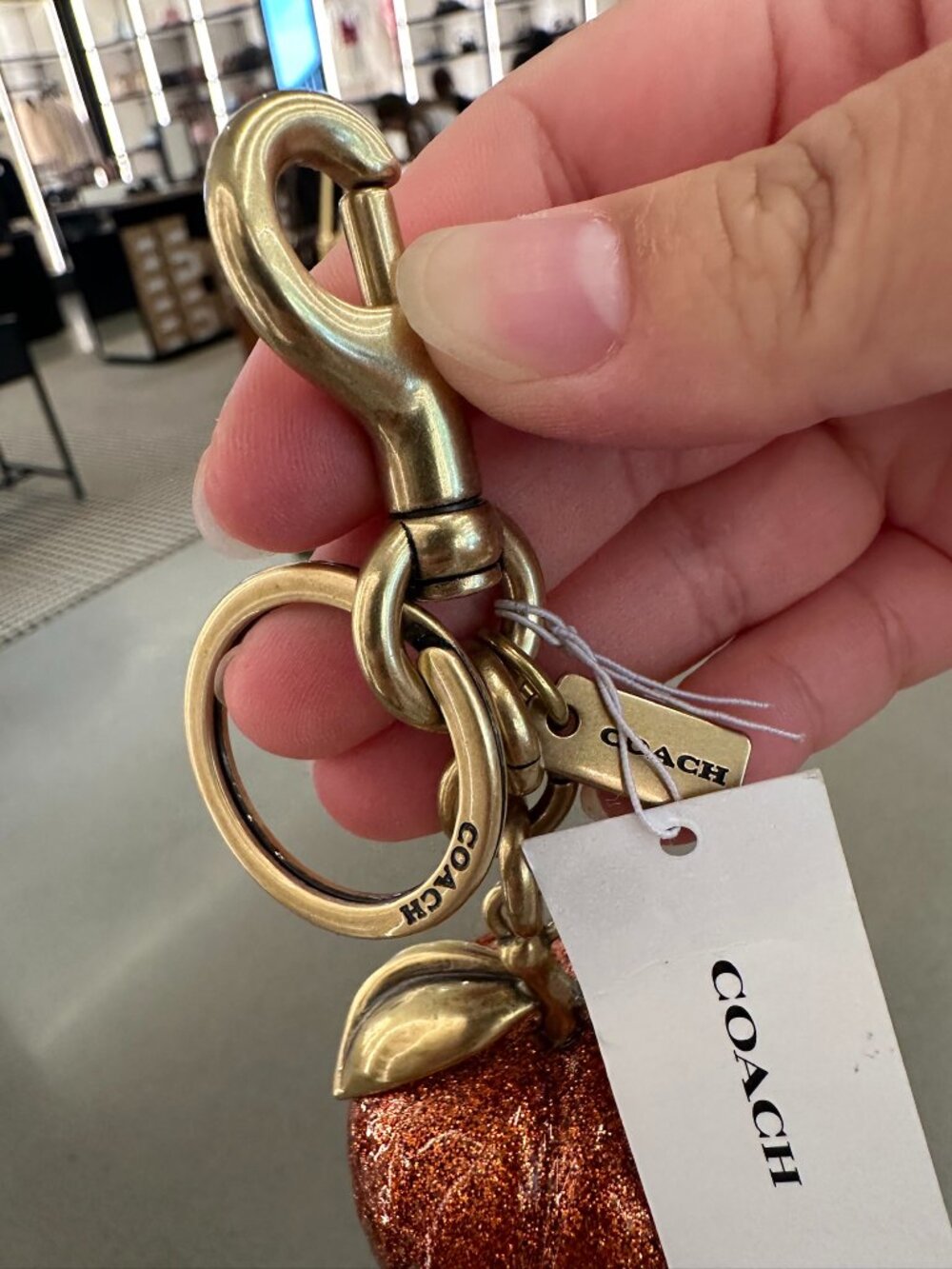 NWT! Coach CBX51 The Summer Turned Pretty™ Peach Bag Charm Keychain In Red/Gold - Picture 5 of 7